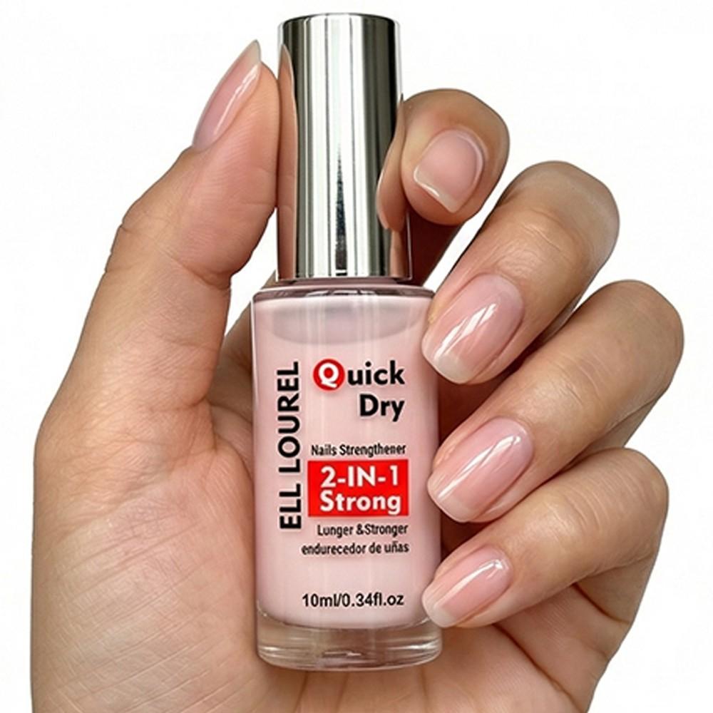 ELL LOUREL New Arrival 2 in 1 Natural Nude Pink Nail Hardener Dries Naturally Fastly, Alcohol-Free Formula, Designed to Strengthen and Nourish Thin and Soft Nails, Perfect Gift for Various Holidays, Nail Strengthener to Get Hard Nail Shield. Nail Care Oil