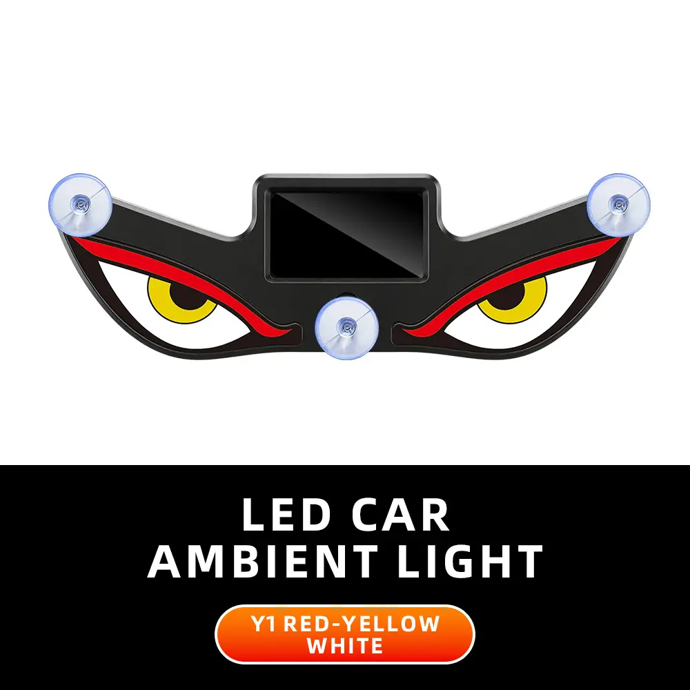 Solar Powered Demon Eye LED Ambient Light, Wireless USB Rechargeable Suction Cup Lamp, Dimmable Cool Breathing Night Light for Universal Electronics Accessories