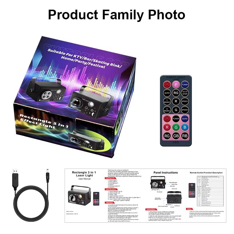 1pc 3-in-1 Square Disco Light Modern Black Style Sound Activated Strobe Multi-Mode Party Lamp for Home, KTV, Stage, and DJ Events