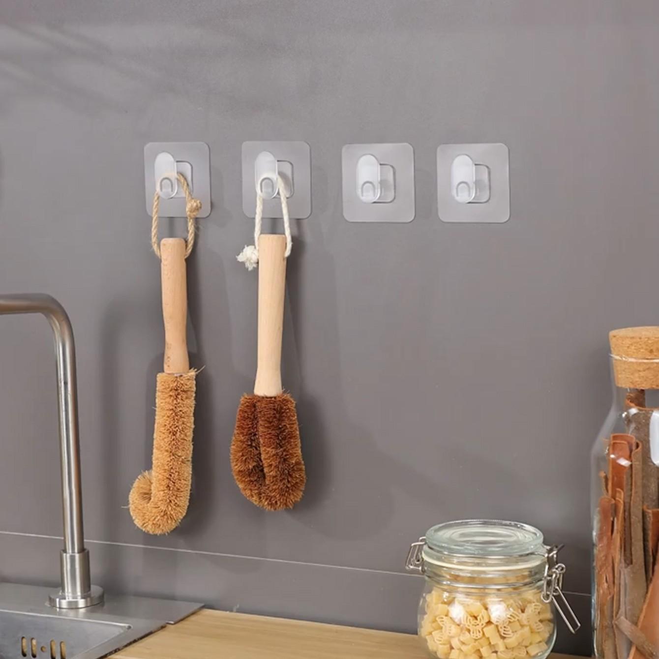 4pcs/10pcs/20pcs Large Thick Strong Adhesive Hooks, Bathroom Towel Hooks, Door Back Hooks, Waterproof Seamless Universal Hooks Durable