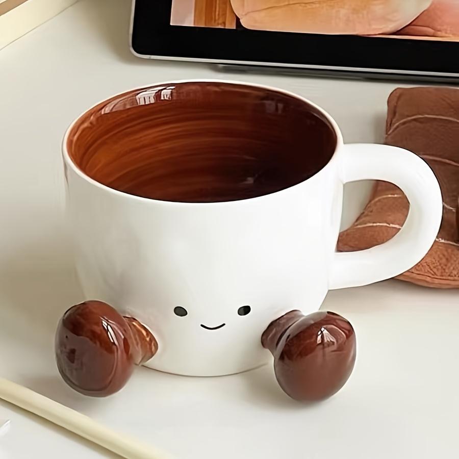 Adorable "Caramel Little Feet" Ceramic Mug — Stylish & Light Luxury Coffee Cup | Underglaze Cartoon Mug — Perfect for the Office, Breakfast, or as a Water Cup