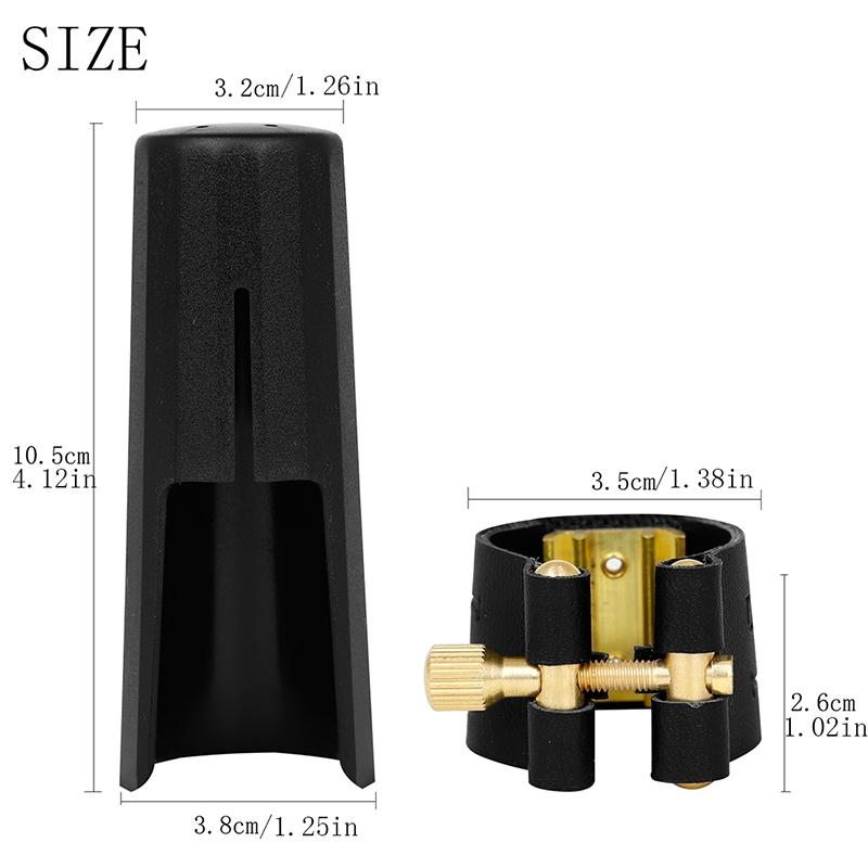 SLADE Saxophone Mouthpiece Ligature and Cap Woodwind Instrument Parts for Alto Soprano Tenor Sax Clarinet Leather Clip Fastener