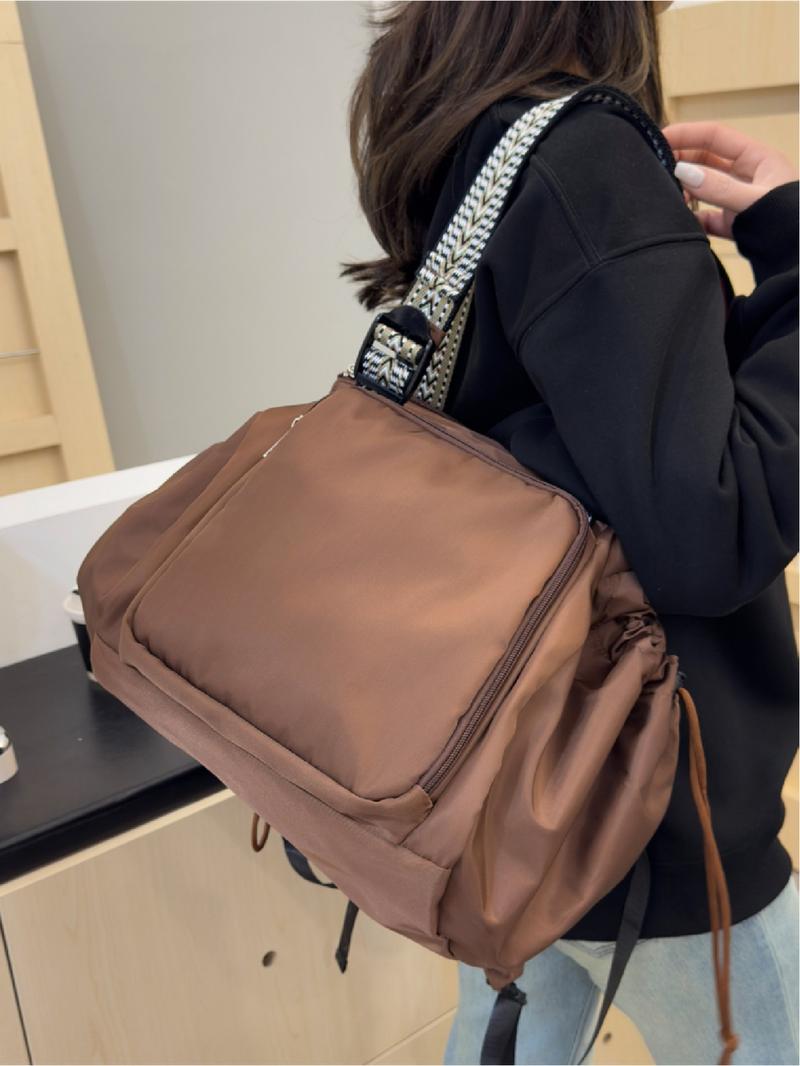 Women's Large Capacity Fitness Travel Daily Backpack - Casual Travel Backpack - Multi functional Convertible Cross/Shoulder Backpack, Multi layer Design, Beige/Black Strap Selection - Durable Material, Suitable for Work and Vacation