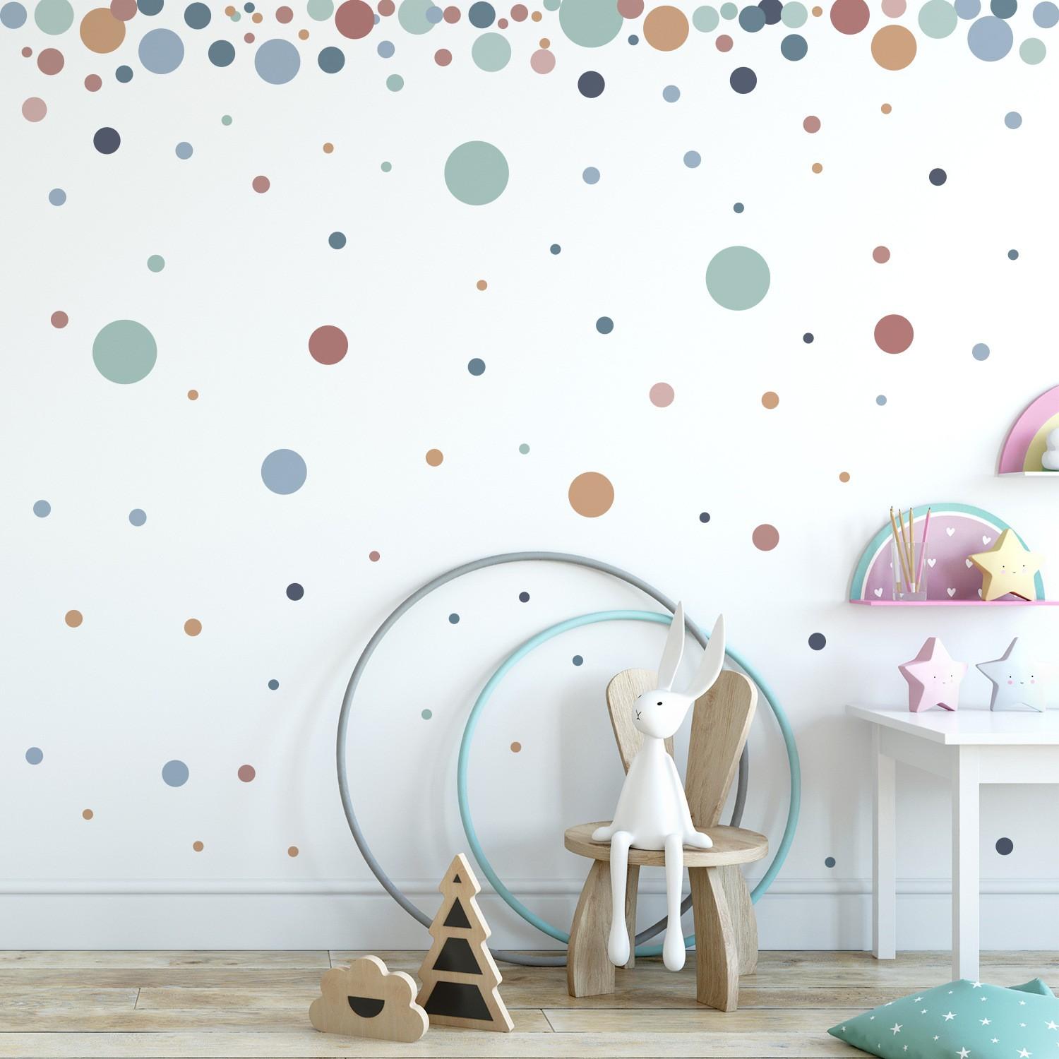 Boho Style Dot Wall Stickers Set of 4, Child Room Decorative Dots, Easy to Apply Wallpaper Decals, Perfect for Kids' Rooms
