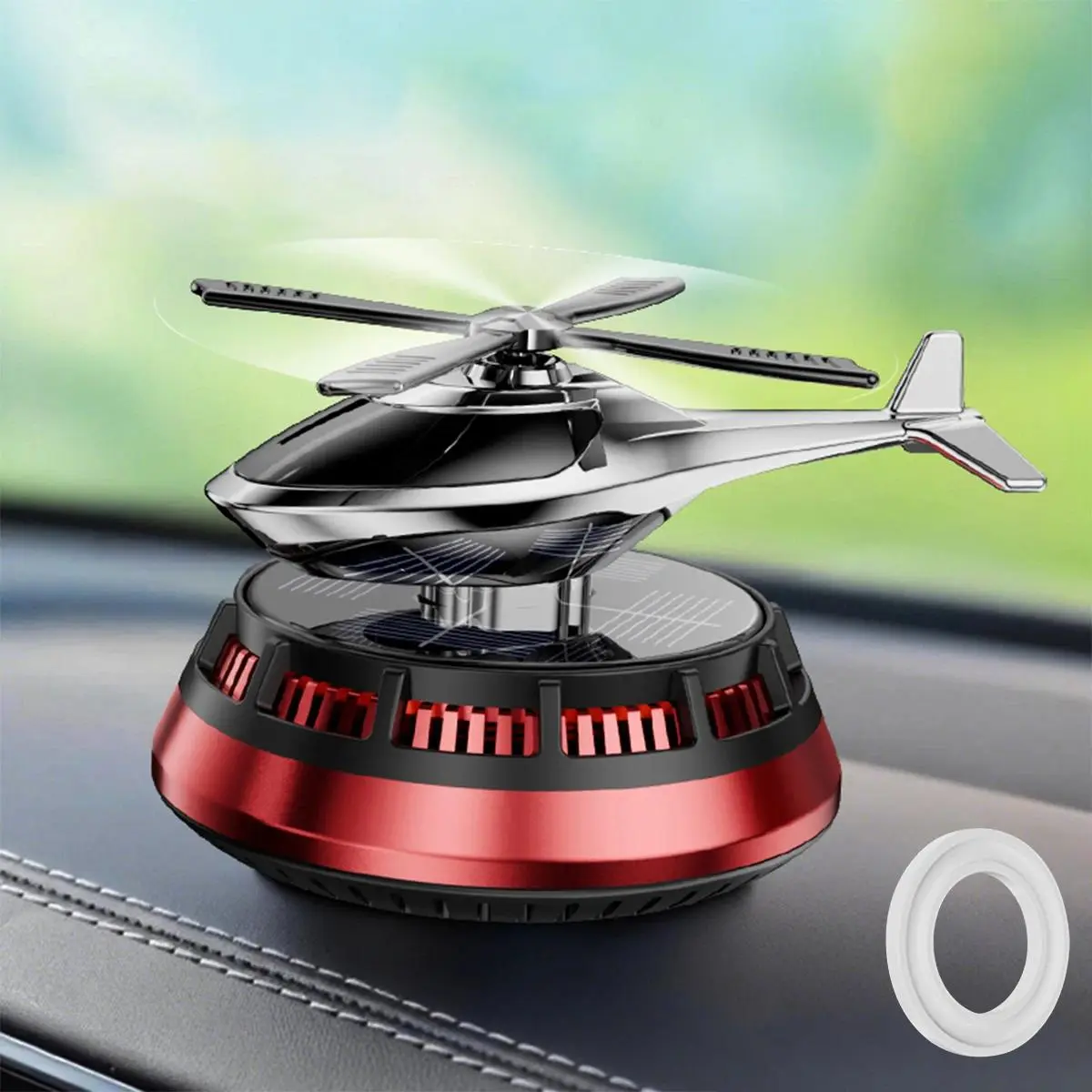 1pcs Solar Auto Air Freshener Airplane Helicopter Shaped Rotatable Dashboard Ornaments Cologne Fragrance Car Interior Decoration