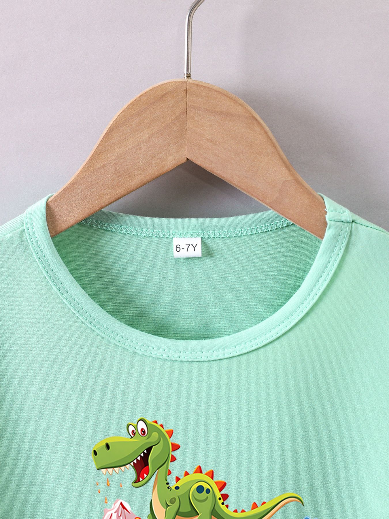 Boys' Summer Breathable & Comfortable "Dinosaur" Cartoon Print (3-12Y) Casual Sports T-Shirt