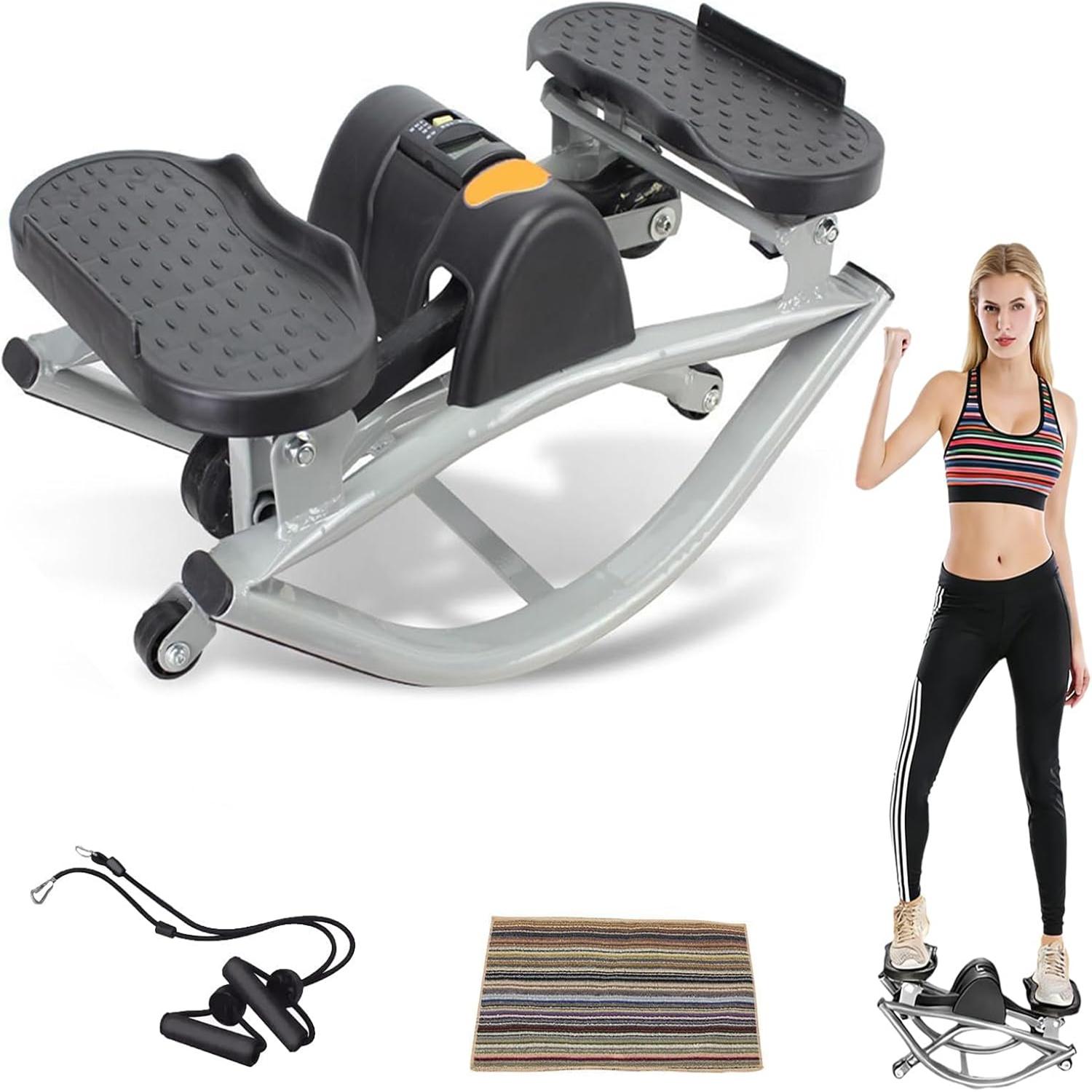 Low Impact Side Swing Fitness Stepper Machine, Knee & Joint Friendly, Home Exercise Equipment, Digital Display, Track Time, Calories, Legs, Glutes, Abs