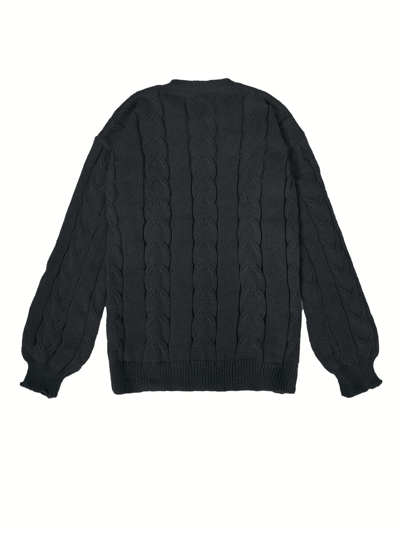 Women's Solid Cable Knit Sweater & Pocket Skirt Set, Long Sleeve Round Neck Jumper & Long Skirt, Two-piece Outfits for Daily Wear