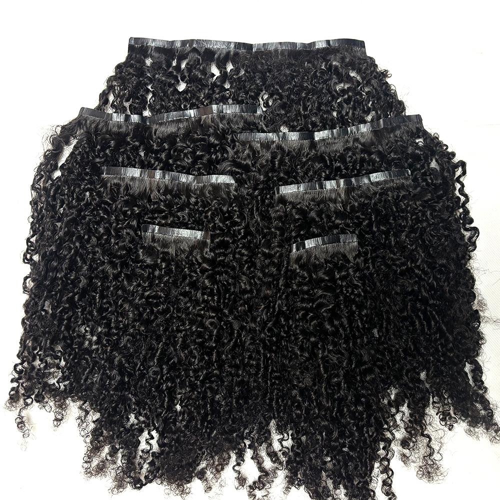 Afro Kinky Curly Clip ins Hair Extensions Human Hair Seamless PU Clip in Hair 7pcs /set 120g Full Head for Black Women