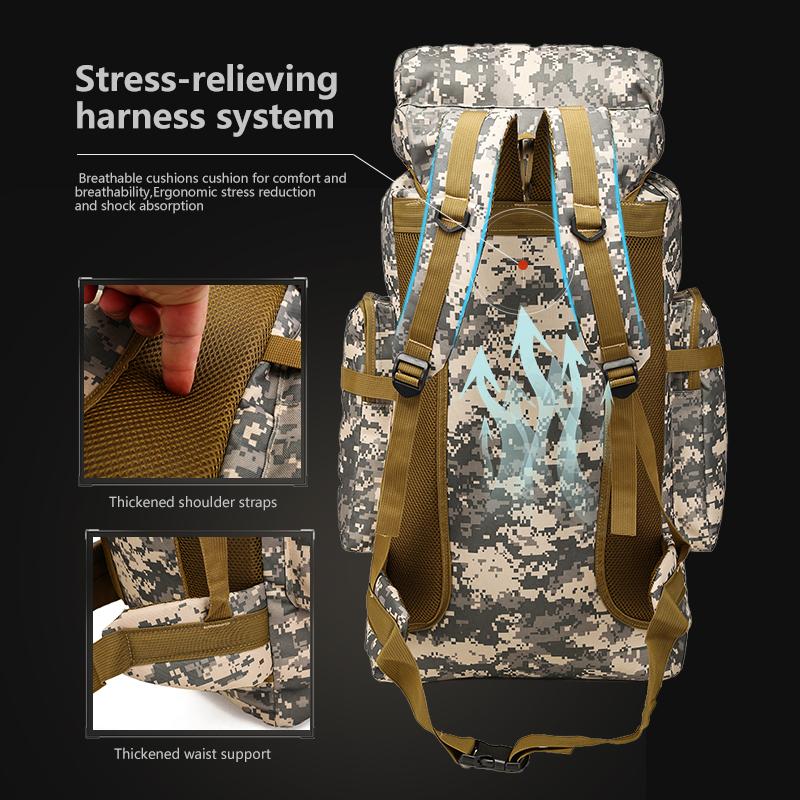 【Jumahe】Prepper Bags, 80L Big Forest Bugout Bags, 600D Oxford Fabric Go Bag, Waterproof and Breathable Travel Backpack, Spend night Biggie Handbag, Rugged and Durable Men's Camouflage Backpack Hiking Camping Hunting Fishing SpringStatements 【Jumahe】Prepper Bags, 80L Big Forest Bugout Bags, 600D Oxford Fabric Go Bag, Waterproof and Breathable Travel Backpack, Spend night Biggie Handbag, Rugged and Durable Men's Camouflage Backpack Hiking Camping Hunting Fishing SpringStatements