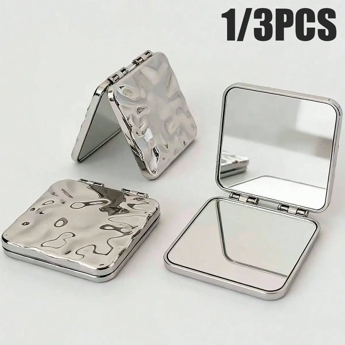 Dual-Sided Electroplated Folding Mirror, High-Definition Distortion-Free, Portable Makeup Mirror, Ripple Design, Perfect Gift