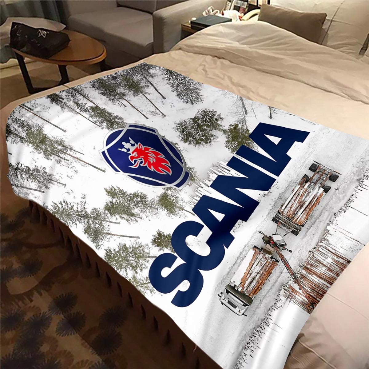 Scania Logo Printed Cute Cartoon Plush Blanket Suitable for All Seasons, Soft and Comfortable Sofa Mattress Office Outdoor Blanket Camping Travel Home Blanket Black Friday Christmas Gift B502