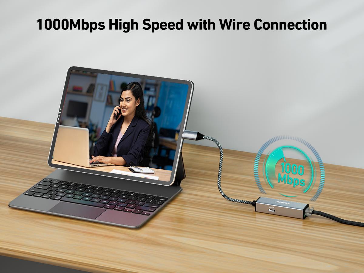 BENFEI USB-C to Ethernet Gigabit Adapter with 100W Power Delivery, Thunderbolt 3/4 to RJ45 Ethernet LAN Network Adapter BENFEI USB-C to Ethernet Gigabit Adapter with 100W Power Delivery, Thunderbolt 3/4 to RJ45 Ethernet LAN Network Adapter