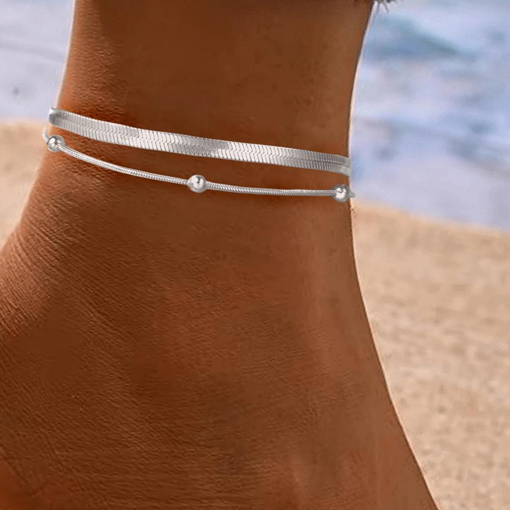 Summer fashion snake bone pattern anklet, elegant shiny titanium steel anklet for women and girls, beach party fashion accessory, daily dress decoration, trendy and versatile, great choice for gift giving! Summer fashion snake bone pattern anklet, elegant shiny titanium steel anklet for women and girls, beach party fashion accessory, daily dress decoration, trendy and versatile, great choice for gift giving!