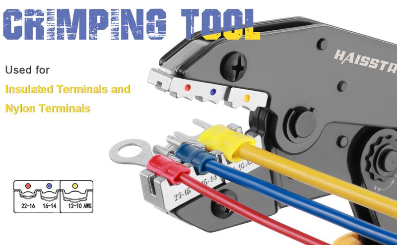 haisstronica Crimping Tool for Insulated Electrical Wire Connectors-AWG 22-10 Ratchet Crimper Tools-Racheting Wire Crimping Tools-Available for Insulated Connectors and Wire Terminal HS-9327,Father's Day Gift