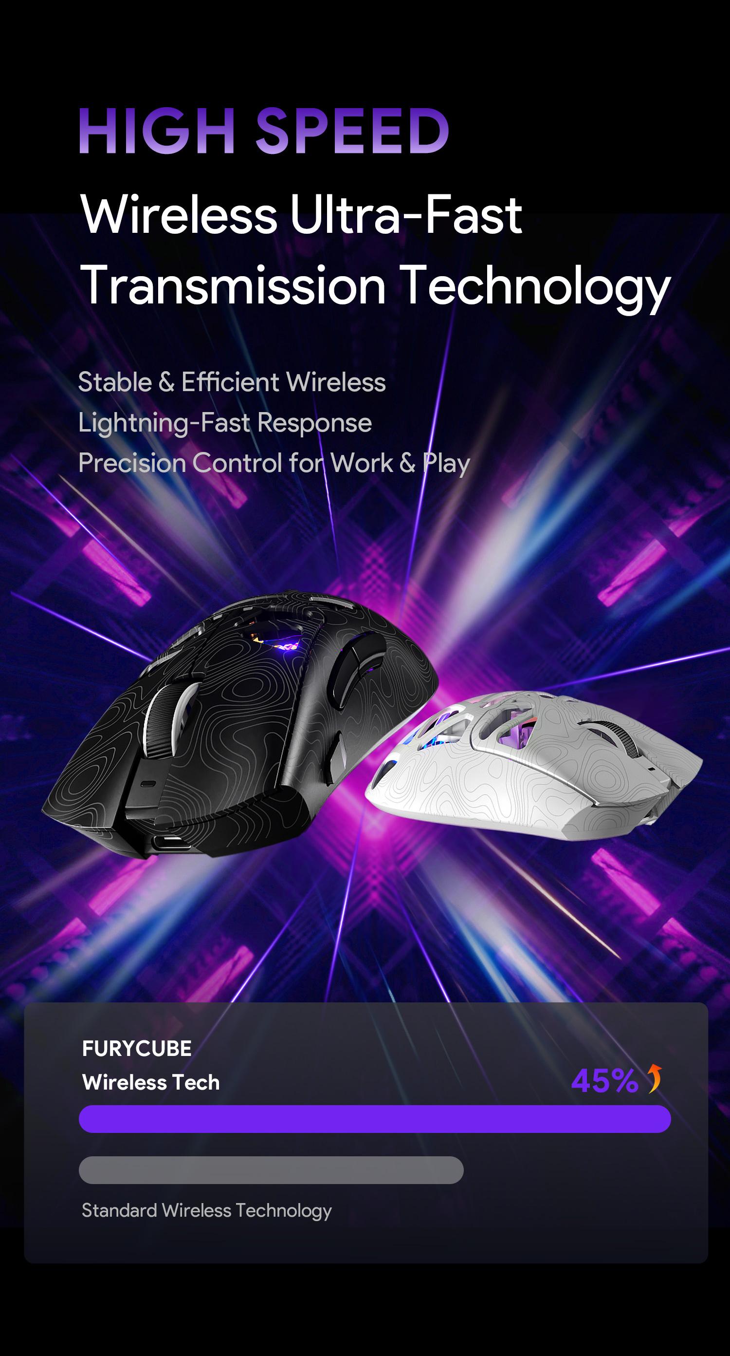FURYCUBE G11 Tri-Mode Gaming Mouse 2.4G Bluetooth Wired Rechargeable RGB Lighting Optical Sensor for Gaming & Office Accessories