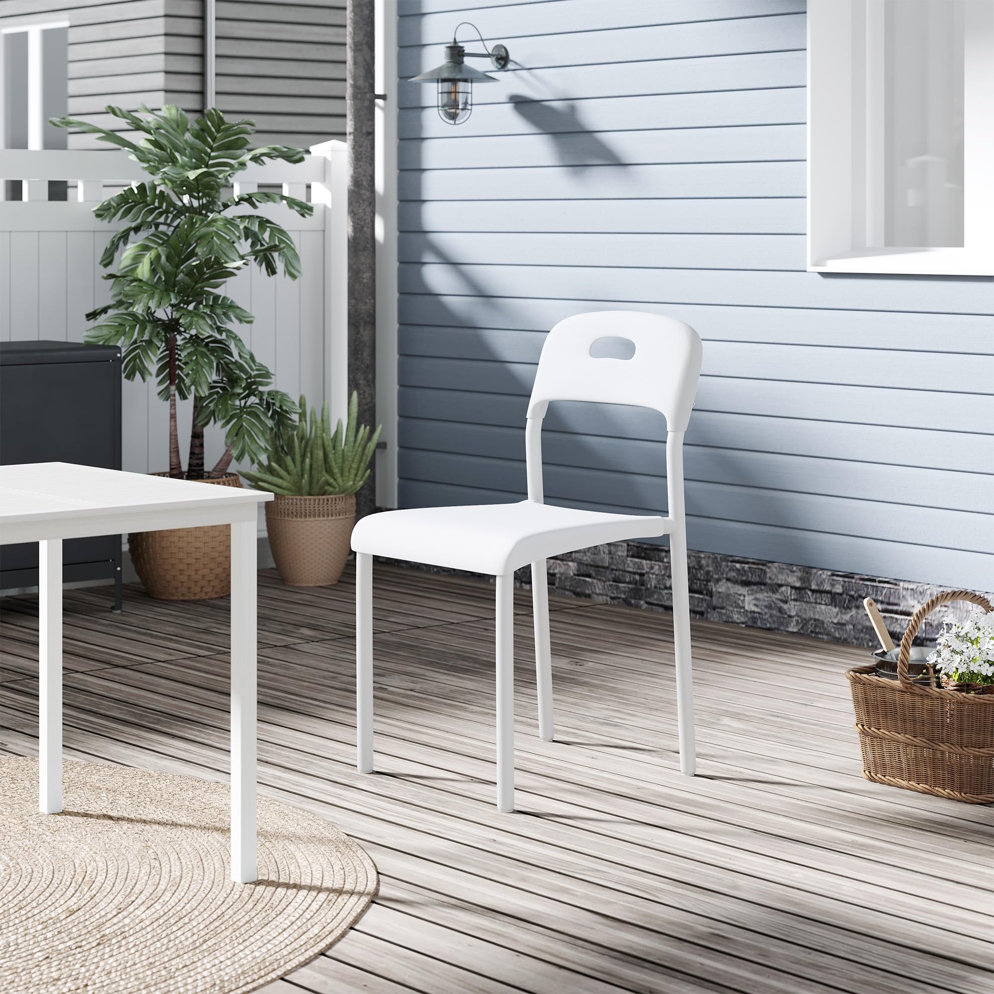 Dining Chairs Plastic Stackable Kitchen Chair,Metal Legs,Easy Assembly, Ergonomic Back, Waterproof and Stain-Resistant,Plastic Chair for Outside,Office,Kitchen,Living Room