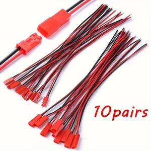 2p Hard Strip Light Toy Battery Terminal Wire, Male & Female Plugs LED Connection Line, 3.94 Inch Length, 10 Pairs