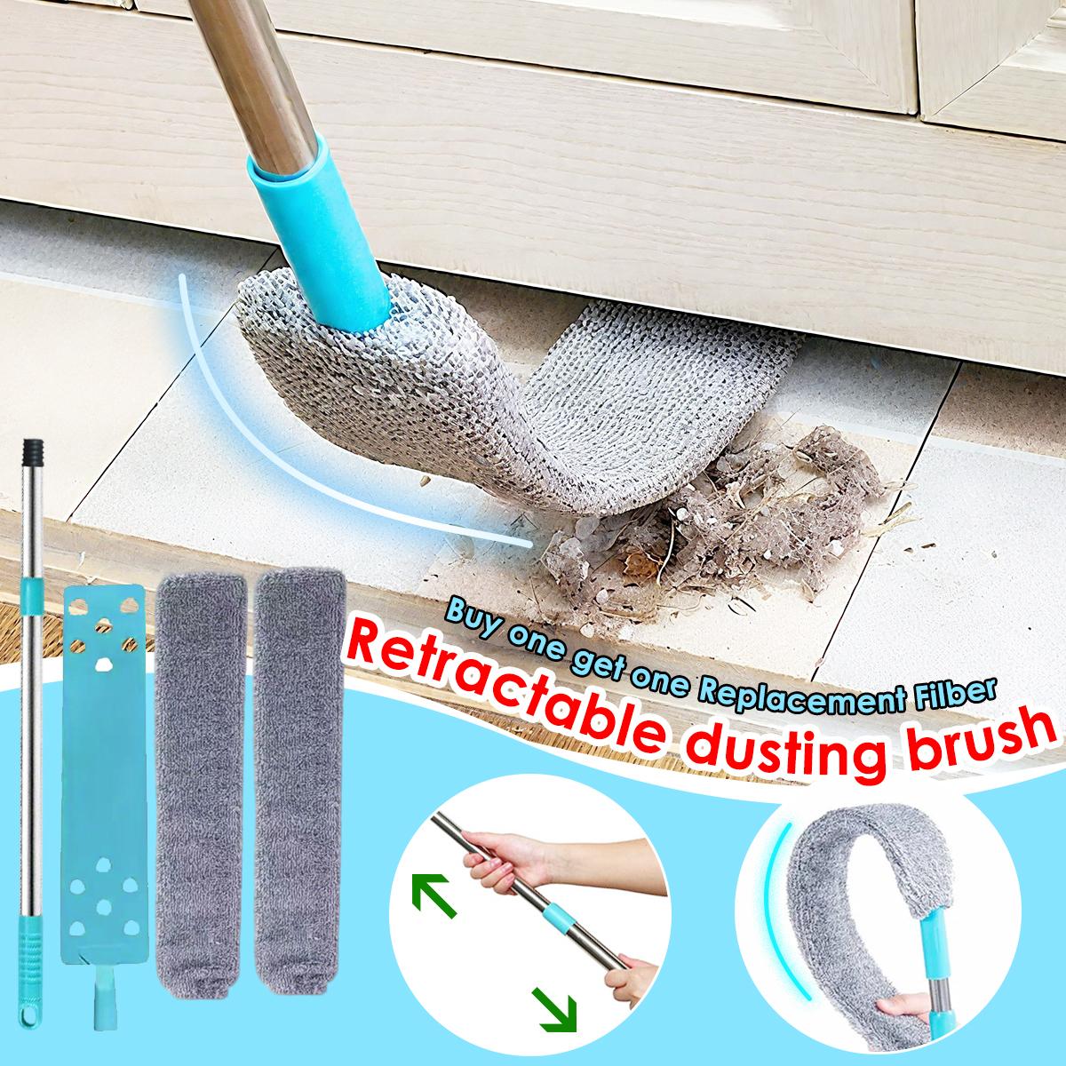 Retractable Gap Dust Cleaner Extendable 59" Duster with 2 Microfiber Cloths Soft Bristles for Delicate Surfaces Heavy-Duty Stainless Steel Locking Design Perfect for Under Furniture Bed Kitchen & Living Room Cleaning Home Care Supply Reusable Tool