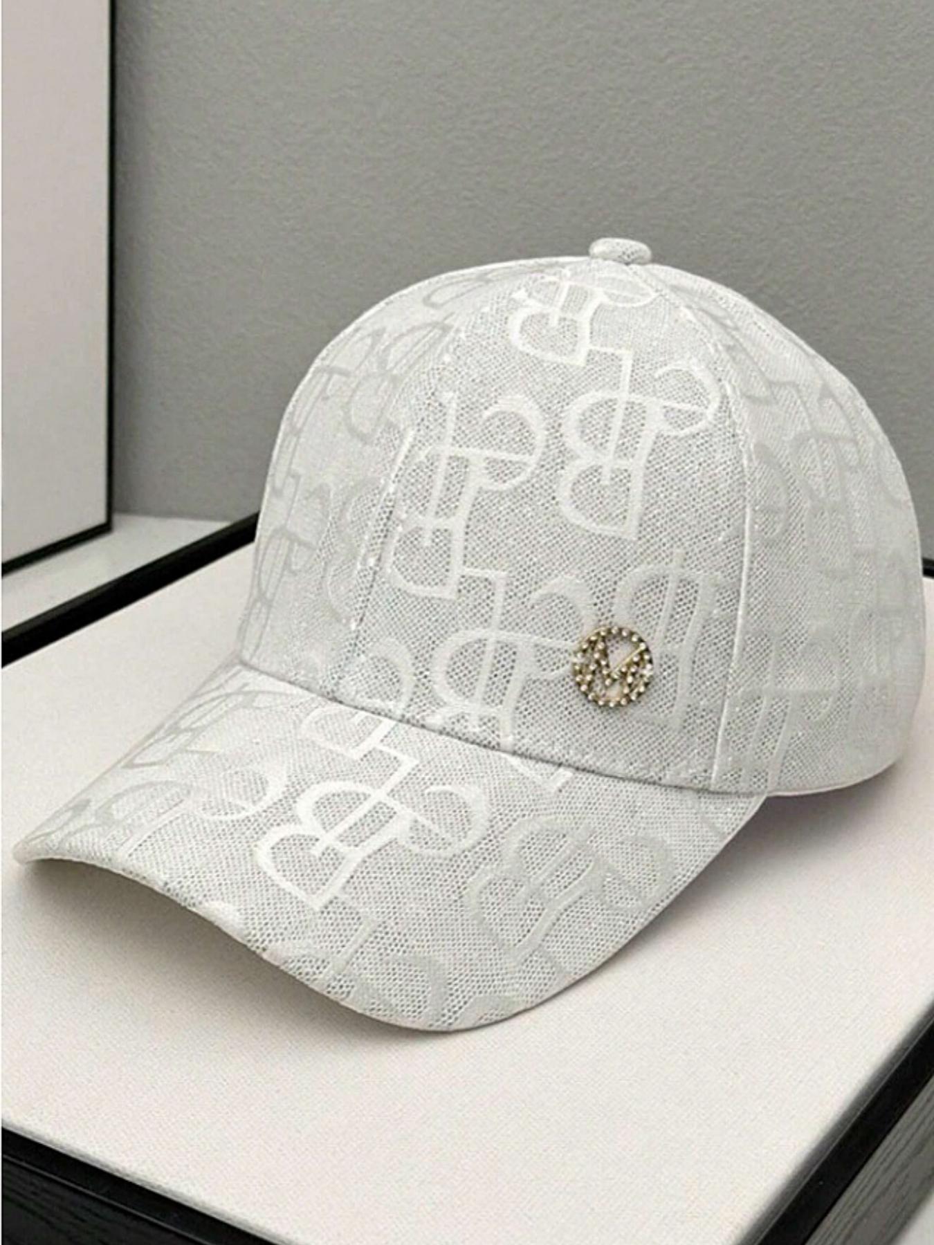 Unisex Street Style Letter Embroidery Baseball Cap, Casual Trendy Rhinestone Decor Cap, Fashionable Sun Protection Hat for Outdoor Sports