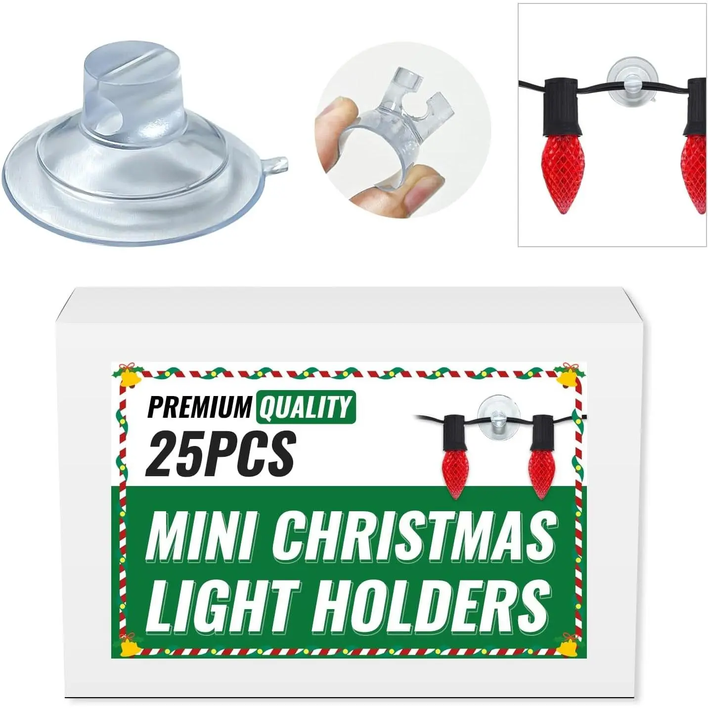 25pcs Mini Christmas Suction Light Clips