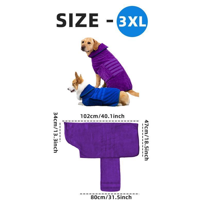 Soft Absorbent Pet Bath Robe - Adjustable Strap Grooming Towel for Dogs & Cats