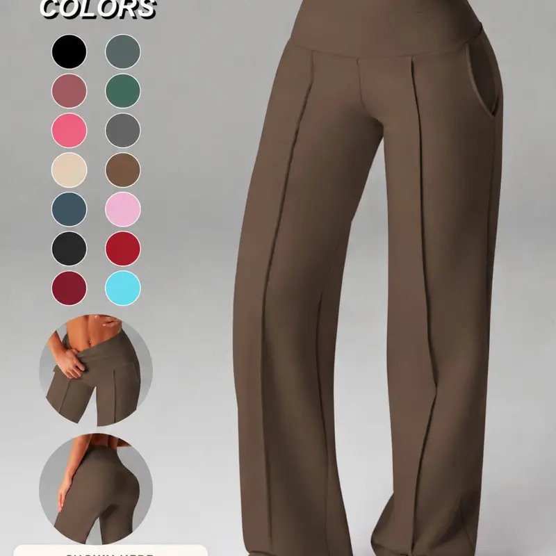 Women's High Waist Yoga Pants, Sporty Loose-Fit Cargo Trousers, Elastic Waist, All Seasons, Suitable for Home & Outdoor Activities