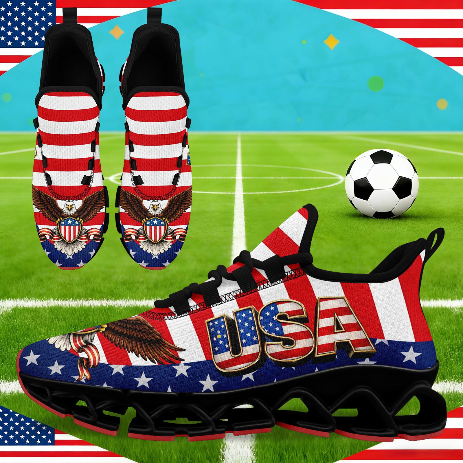 Men's Patriotic US Colors Sports Shoes, Stylish Breathable Blade Sneakers, Comfortable All-Day Wear Casual Walking Shoes