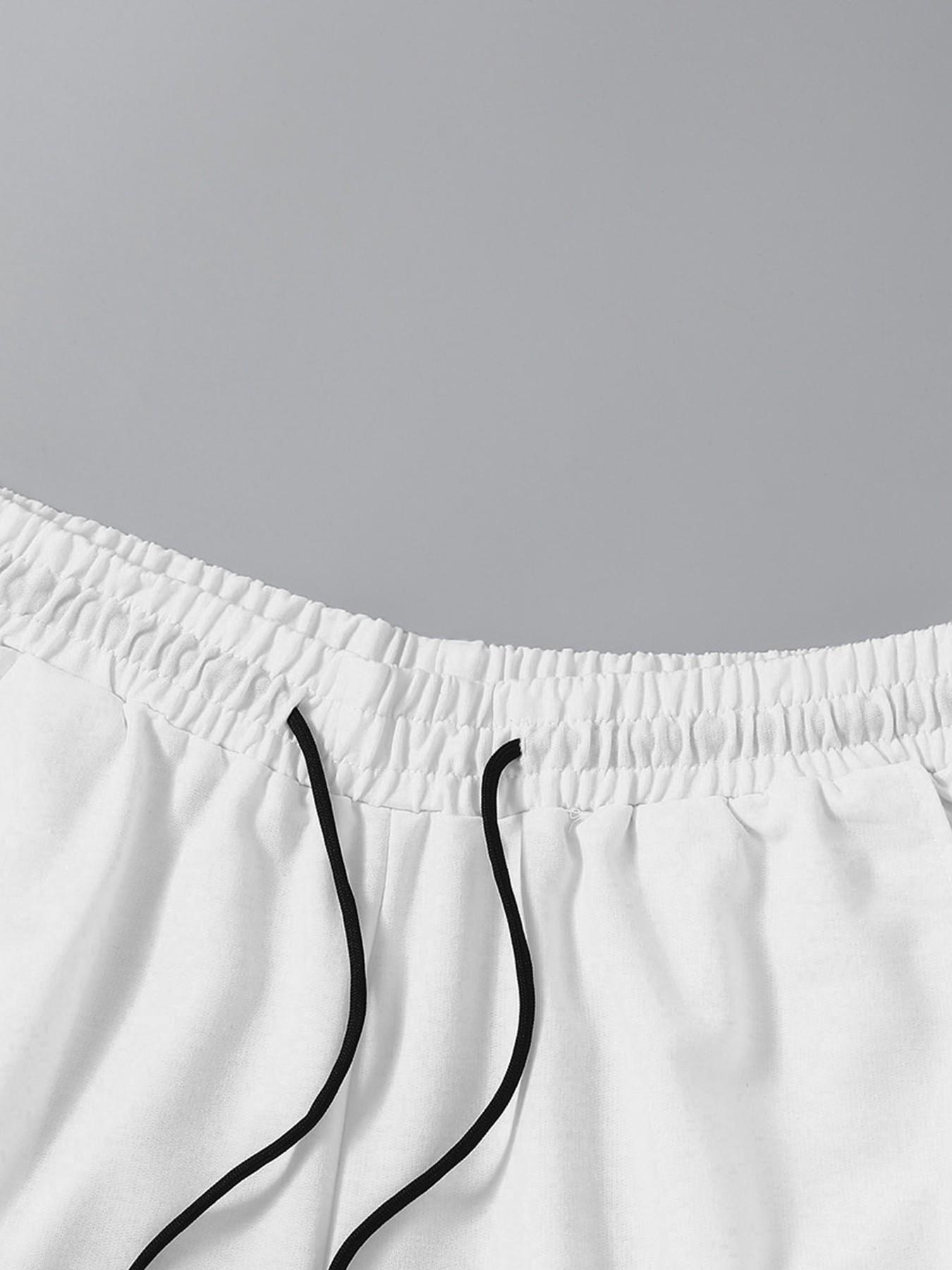 Men's Cherry Blossom Print Drawstring Shorts, Loose Fit Wide Leg, Elastic Waist, Side Pockets, Street Style, Summer Casual Wear