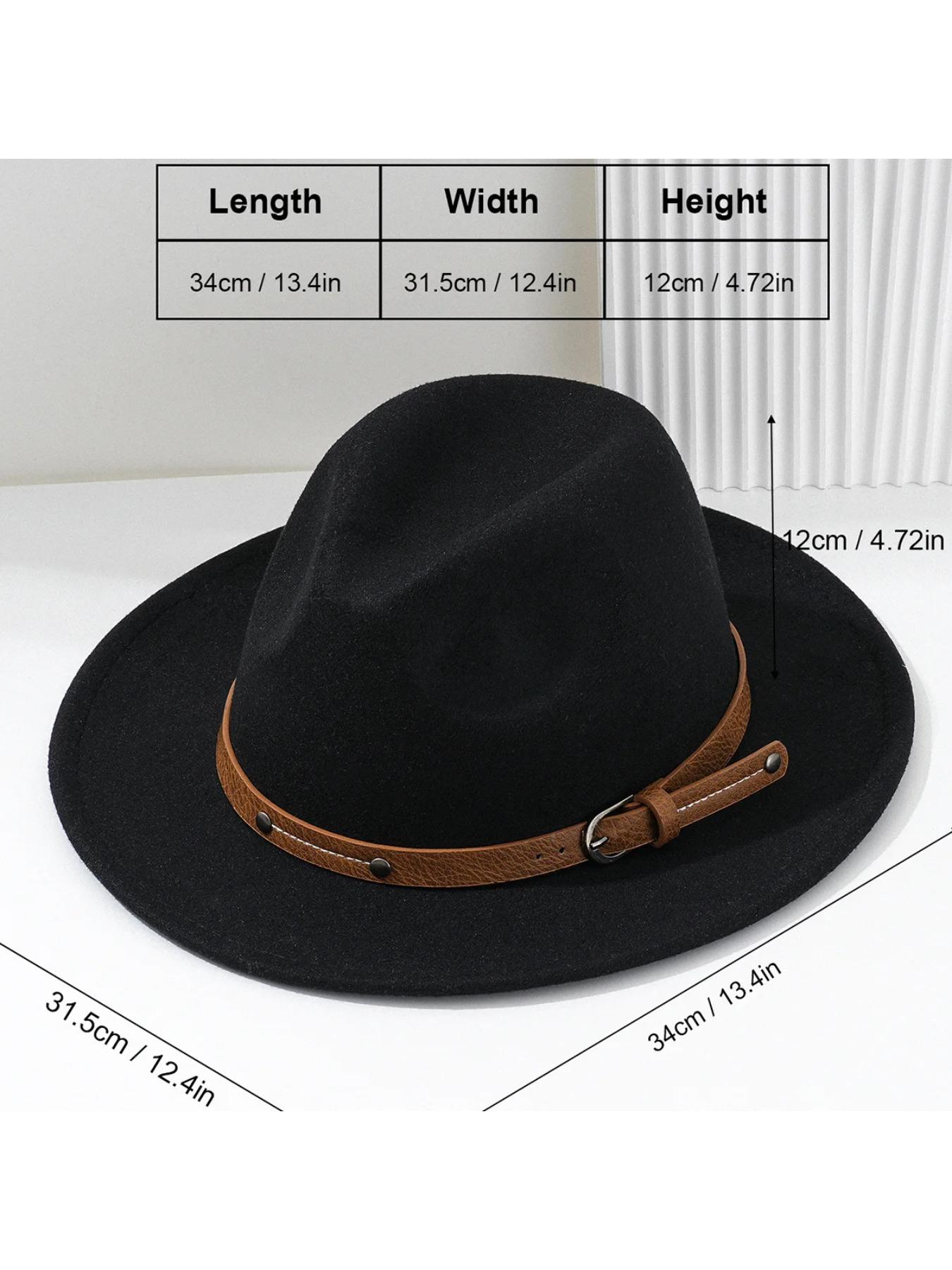 1PC Fashion Wool Fedora Hat Men Autumn Winter Wide Brim Jazz Cap Imitation Woolen Women Church Felt British Hat