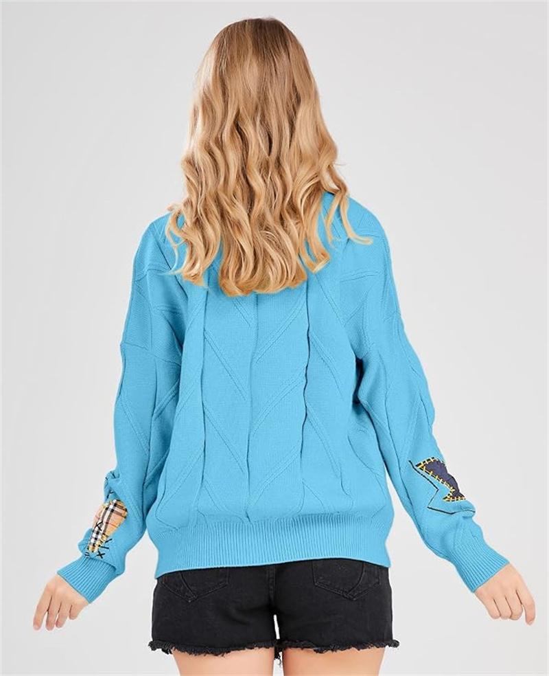 utcovo Women's Cable Knit Long Sleeve Open Front Cardigan Sheep V-Neck Button Down Embroidery Wool Blend Sweater Coat Outwear SpringStatements