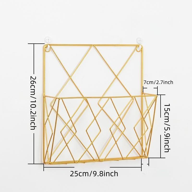 Modern Metal Newspaper Magazine Rack, Nordic Style Iron Organizer for Home Office, Wall-Mounted Without Drilling, Fashionable Design