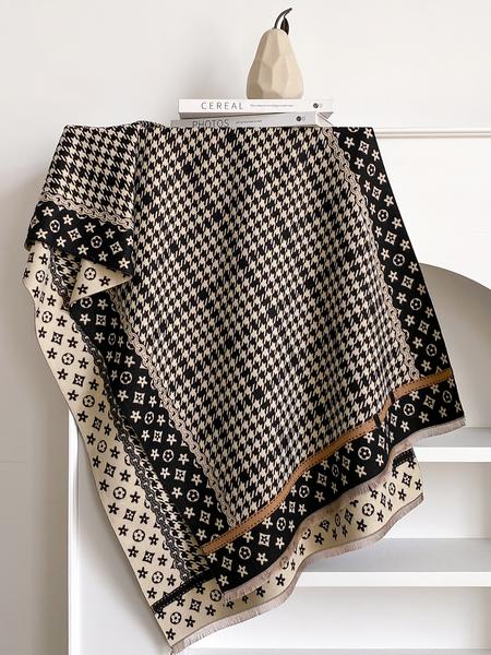 Women's Fashion Elegant Plaid Scarf with Fringe Decoration, Soft Warm Shawl for Fall & Winter, Stylish Accessory for Women and Girls, Blanket Scarf