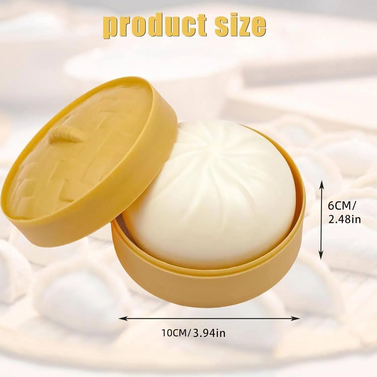 4pcs Colorful Dumpling Stress Balls, Squeeze Dough Ball Fidget Sensory Toy, Stress Relief Hand Toy, Bun with Food Steamer, Stretchy Desk Toys, Fidget Gadget