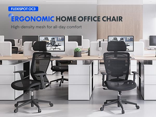 【TikTokShopBlackFriday】Executive Ergonomic Office Chair, Height Adjustable Mesh Computer Chair with Adjustable Headrest, Armrests, and Lumbar Support, Home Office Desk Chair, Gray