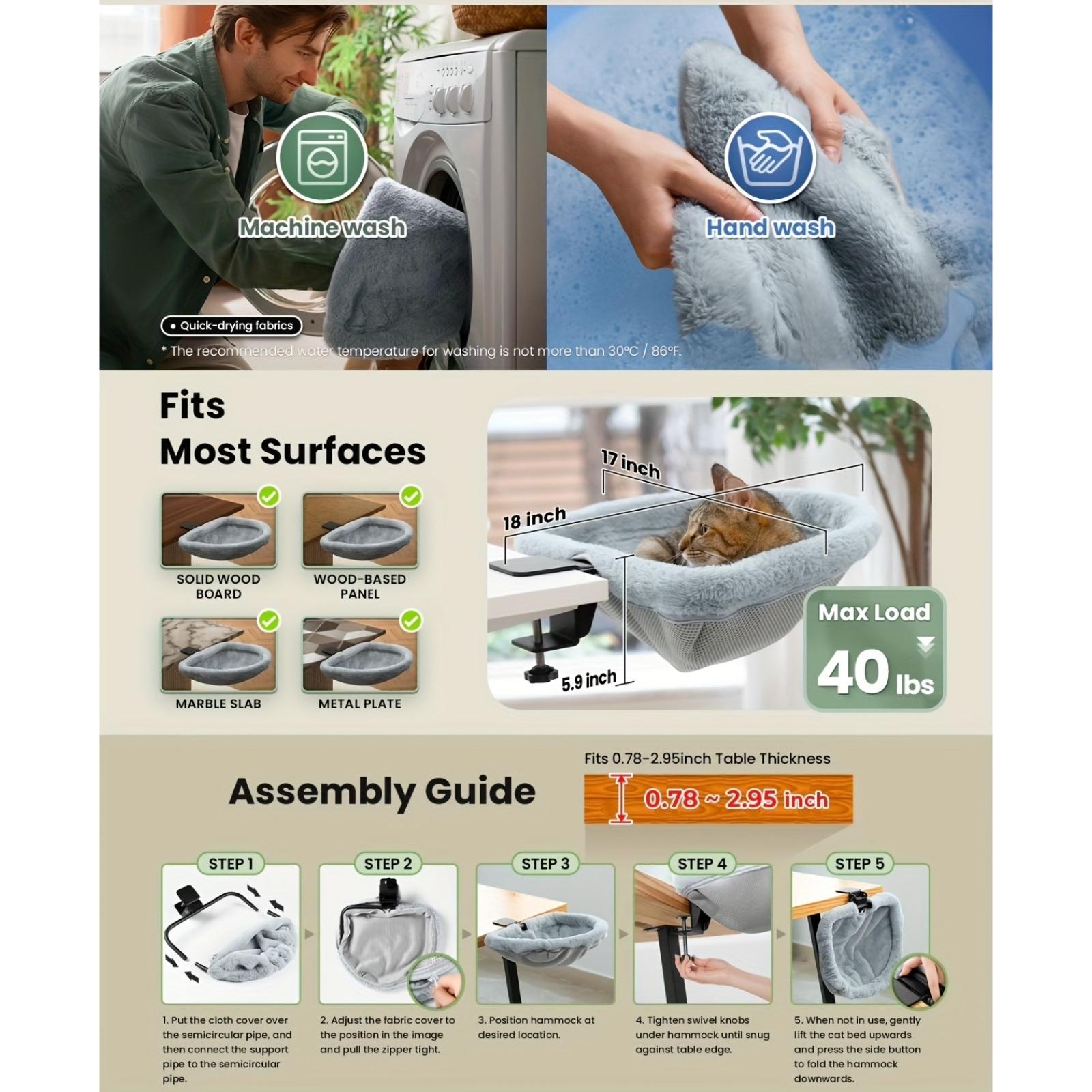 Desktop Cat Bed - One-Key Foldable, Sunken Design, Space-Saving Semi-Circular Cat Nest, Soft Faux Rabbit Fur, for Various Desks - Max Weight Capacity 40 Lbs