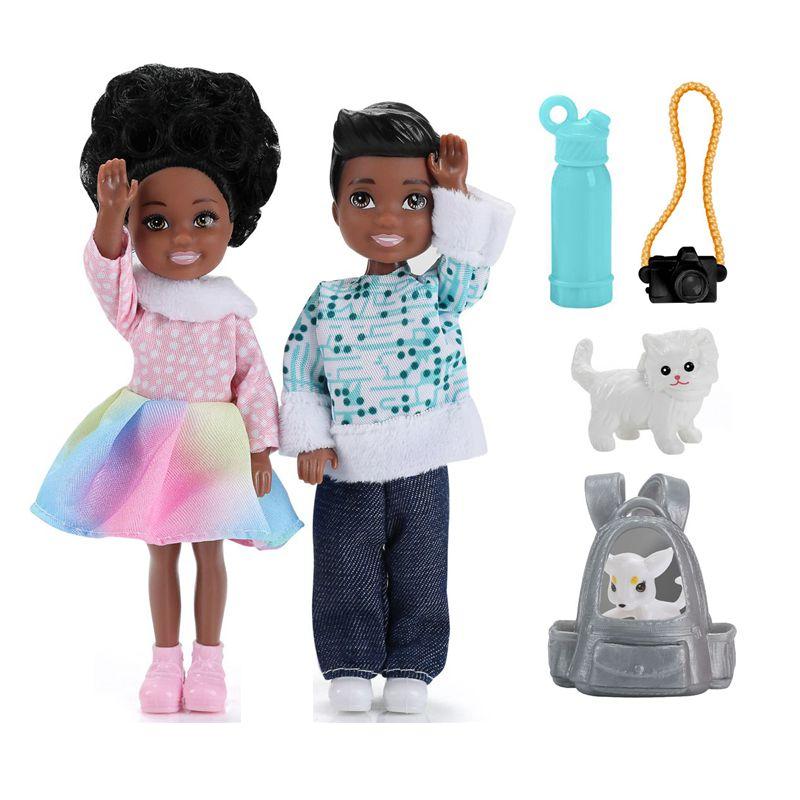 Cute 5.5 Inch Couple Doll Set, Seven Pieces Boy Girl Characters, Unisex Fashion Gift, Perfect for Couples and Collectors
