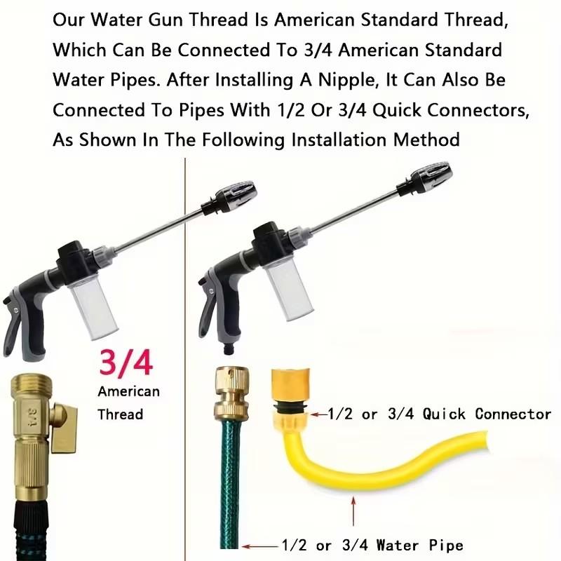 High Pressure Car Wash Gun, Upgrade Thick Rod, Plastic Body, Copper Nozzle, Garden Hose Sprayer, Multi-Function Watering Tool