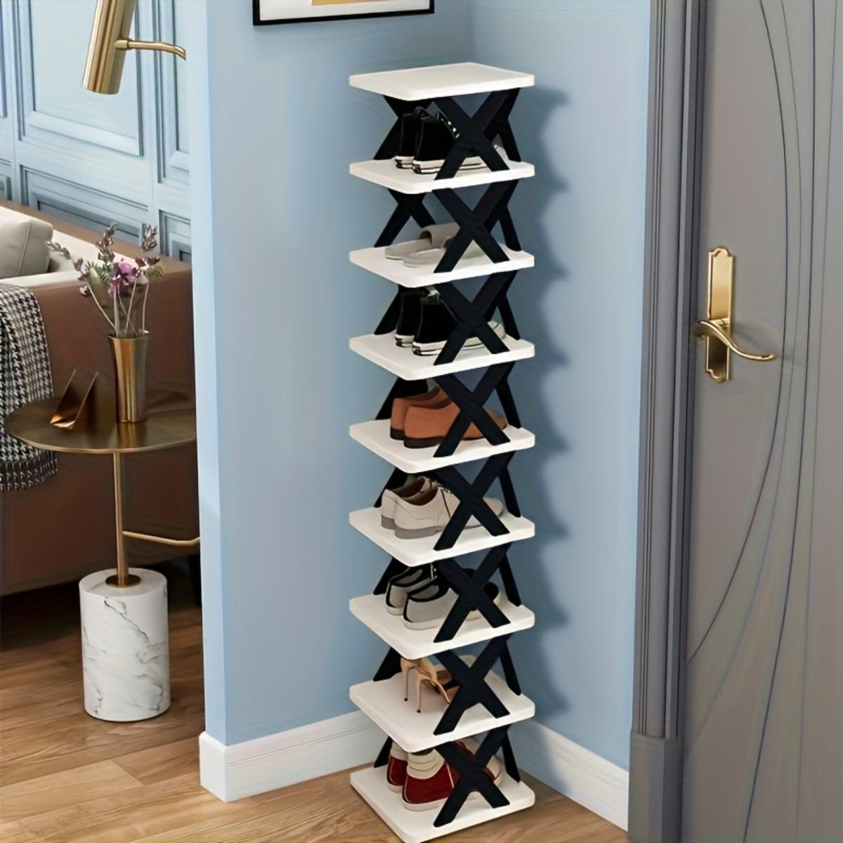 Space-Saving Corner Shoe Rack Storage - Tall, Narrow and Sturdy Plastic Storage Shelf, Suitable for Shoes and Boots, Multi-Purpose Storage, Ideal for Hallways, Closets, Garages and Living Rooms, for Shoe Organization and Arrangement
