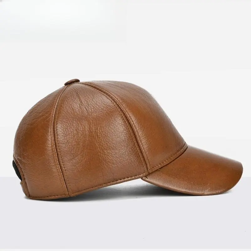2025 Adjustable Men's Genuine Cowhide Leather Baseball Cap for Fall Winter Outdoor Sports Hat Men Real Cowhide Leather Caps