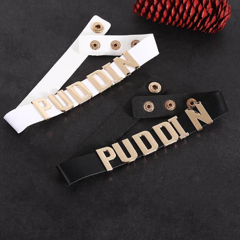 Women's Harley-Style Leather Short Neckband Choker Necklace with Letter Print - Punk Look Cosplay Accessory for Daily Party Outfits, Adult Use, Choker Fit