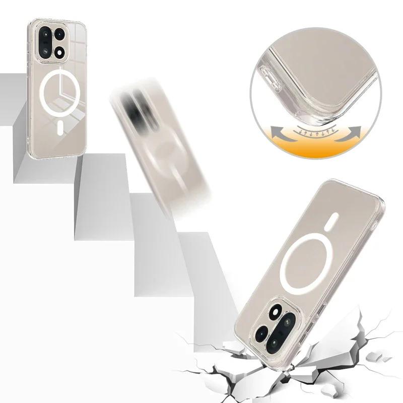 For OnePlus 15 Case ELVEV Magnetic Anti-fingerprint Hard PC TPU Transparent Phone Cover