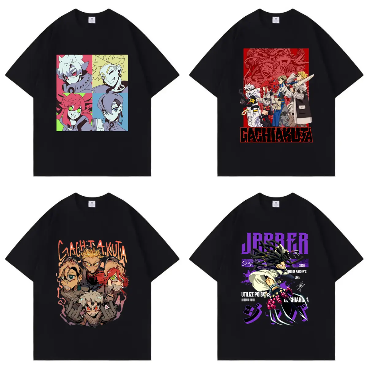 Anime Gachiakuta Colorful Characters Pattern Casual Pure Cotton Tshirt,Unisex Anime Tops,Oversized Streetwear Summer Tee,Vacation Outfit,Best Holiday Gift for Anime Fans Halloween INS Y2K