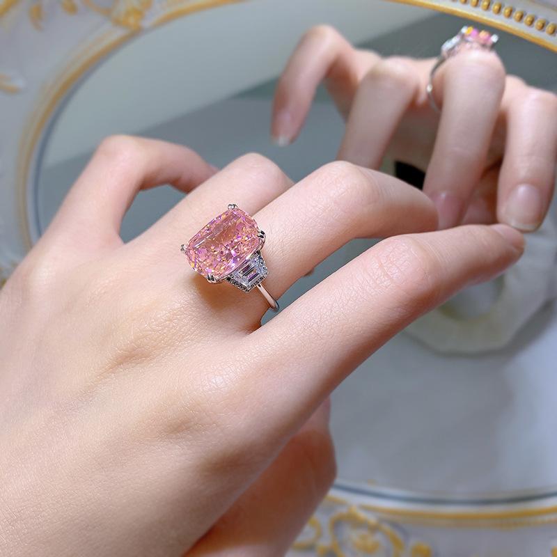 New S925 Sterling Silver Women's Ring Deluxe Padparadscha 11*15 [F0002]