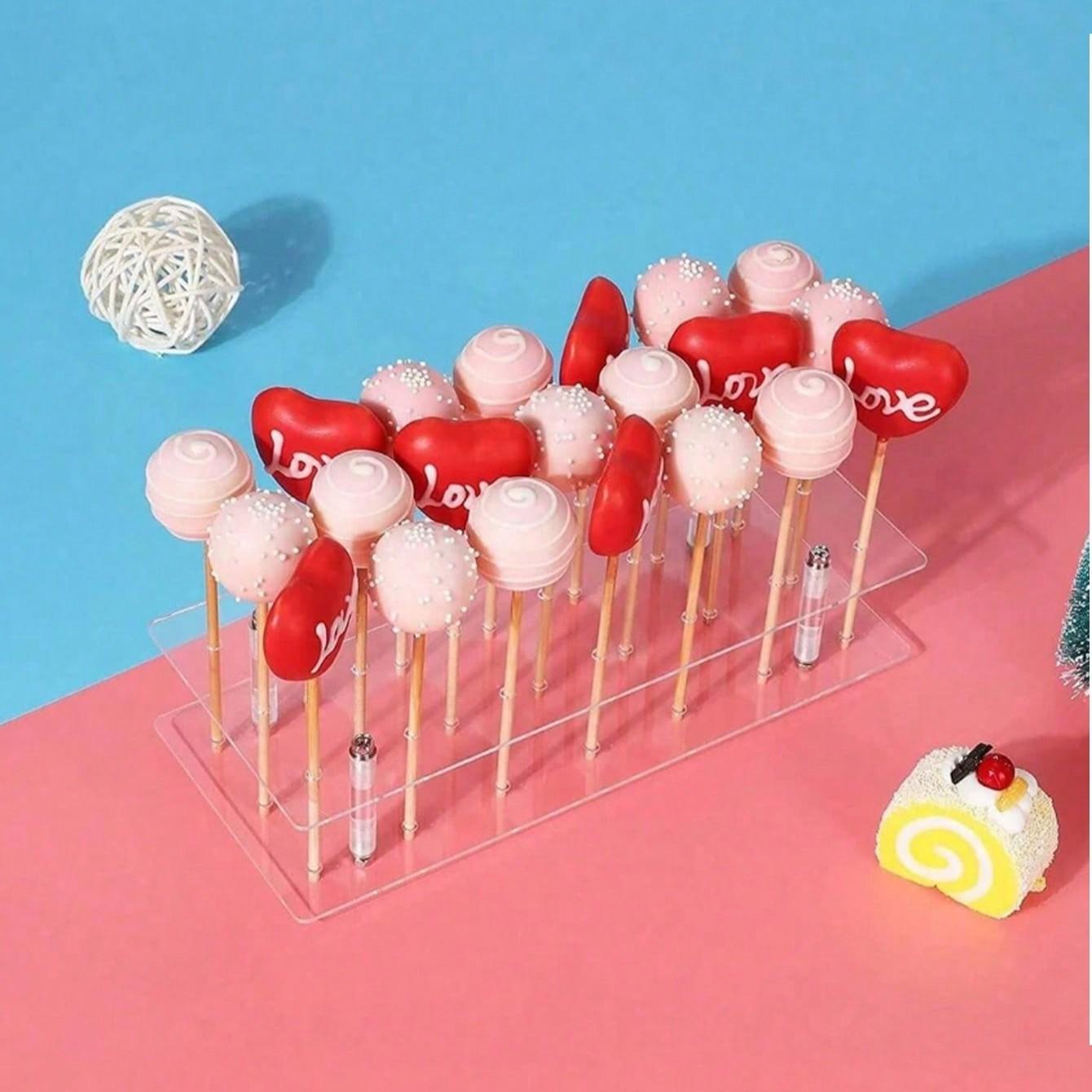 Acrylic 21-Hole Cake Lollipop Display Stand, Transparent Candy Rack for Wedding, Halloween, Christmas, Birthday Party Decorations