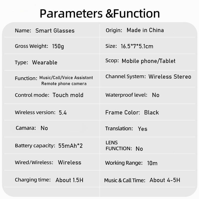 SENBONO Smart Glasses Wireless Audio Eyewear Multifunctional Audio Polarized BT Sunglasses with Microphone Speaker, UV Protection, Auto Pairing, Ai Translation, Voice Assistant, Smart Music Glasses Wearable