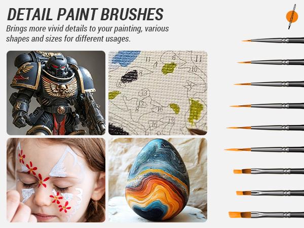 Nicpro Miniature Paint Brushes Dry Brush - 12Pack Model Paint Brush Set for Acrylic Watercolor, Micro Detail Paint Brushes & Dry Brush Set for Miniature Model, Paint by Number