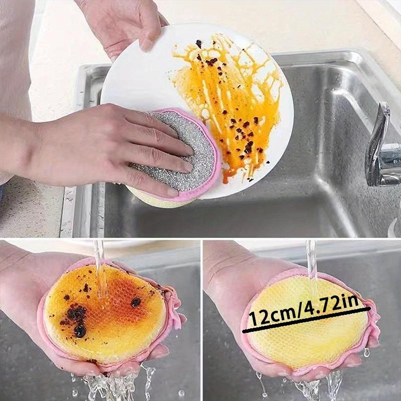 Multifunctional Kitchen Cleaning Sponge and Scrubber, Durable Washable Polyester Bowl Cloth, and Sand Texture Surface, Sponges Scrubbers