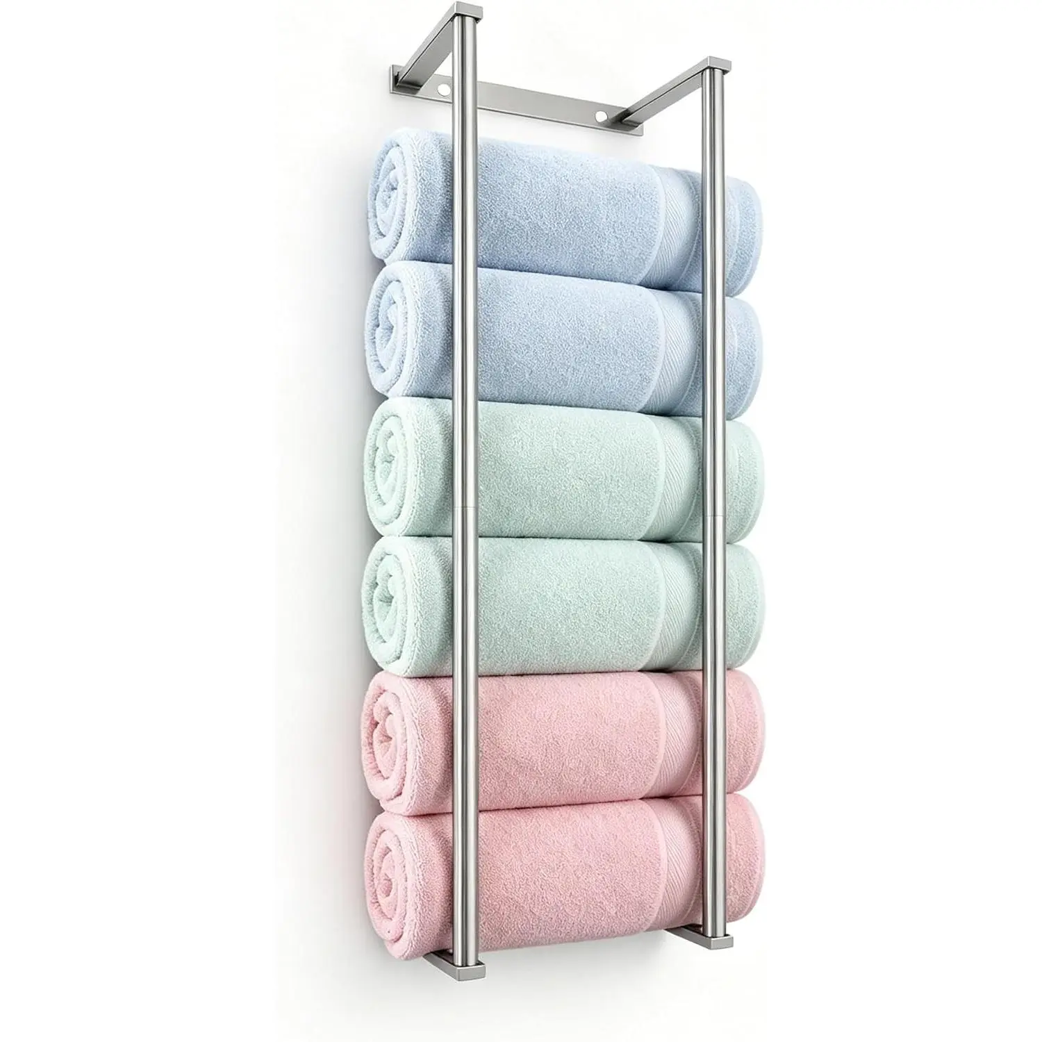 Bathroom Towel Storage Rack,28 Inch Stainless Steels Towel Racks for Bathroom, Wall Mounted Organizers and Storage Shelves for Bathroom,Brushed Silver