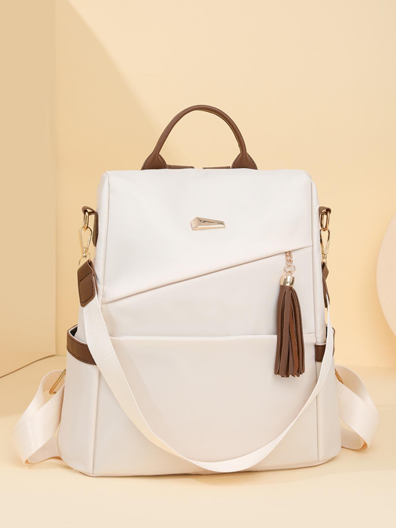 Women's Anti-Theft Backpack, Geometric Patchwork Design, Large Capacity Waterproof Bag, Casual Style for All Seasons